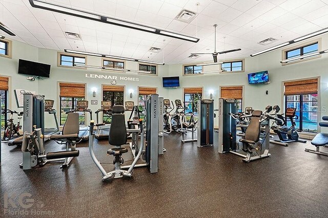 9075 Dogleg Dr, Davenport, FL 33896 - gym with a towering ceiling and visible vents