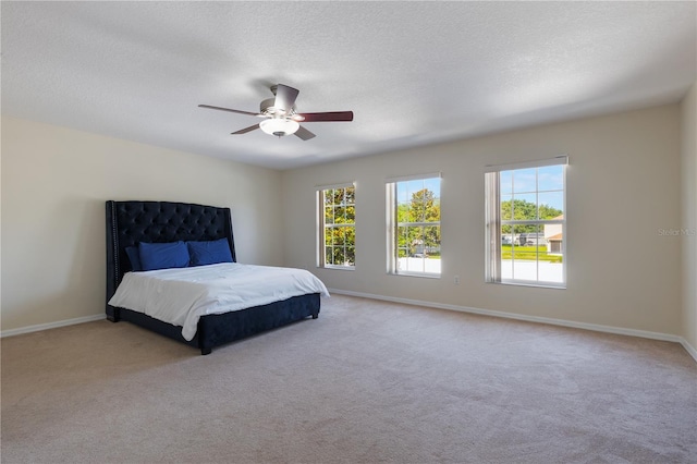 7716 Park Hill Ave, Leesburg, FL 34748 - carpeted bedroom with baseboards, a ceiling fan, and a textured ceiling