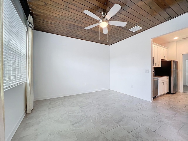 195 Preston Ave, Davenport, FL 33837 - empty room with baseboards, visible vents, ceiling fan, and wood ceiling