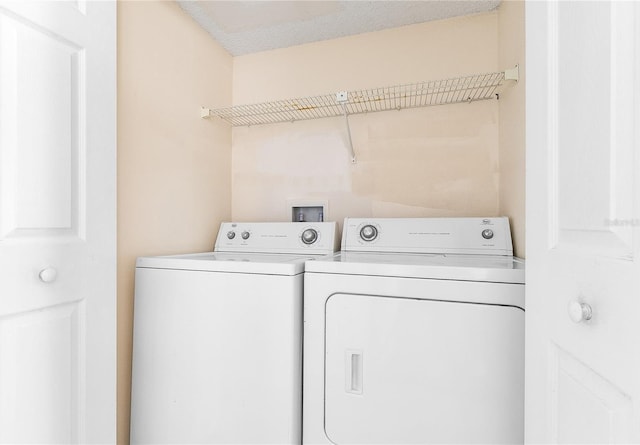 2741 N Poinciana Blvd Unit 49, Kissimmee, FL 34746 - washroom with washer and clothes dryer, laundry area, and a textured ceiling