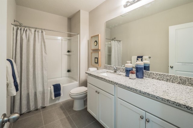 848 San Pedro Ct, Kissimmee, FL 34758 - bathroom with tile patterned floors, shower / bath combo with shower curtain, vanity, and toilet