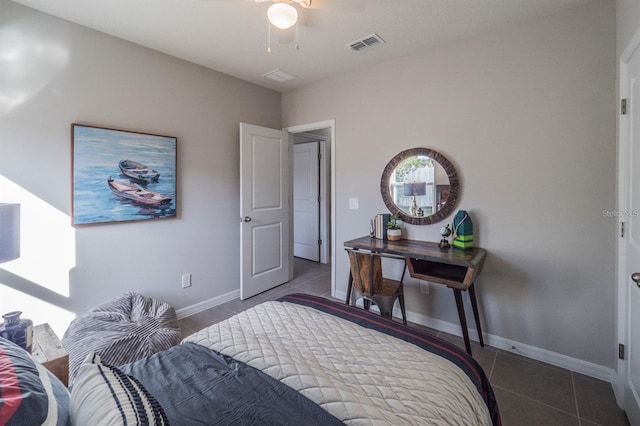 848 San Pedro Ct, Kissimmee, FL 34758 - tiled bedroom with visible vents, baseboards, and ceiling fan
