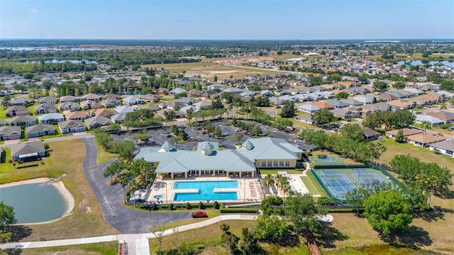 drone / aerial view with a residential view