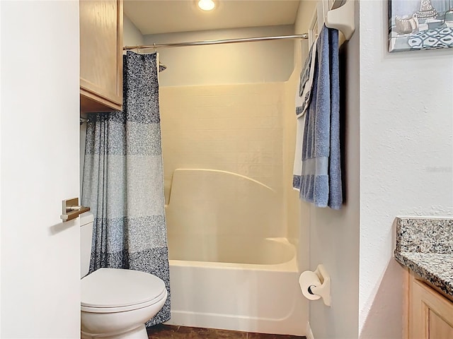 524 Grand Canal Dr, Poinciana, FL 34759 - full bathroom with toilet, shower / tub combo with curtain, and vanity