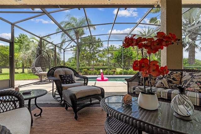 133 Torino Ln, Kissimmee, FL 34759 - view of patio featuring glass enclosure and an outdoor pool