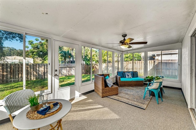 1560 Vista Lake Cir, Melbourne, FL 32904 - sunroom / solarium with an outdoor living space and a ceiling fan