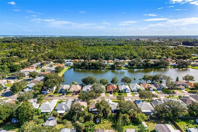 1560 Vista Lake Cir, Melbourne, FL 32904 - drone / aerial view with a water view, a forest view, and a residential view