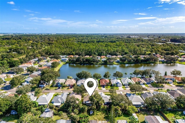 1560 Vista Lake Cir, Melbourne, FL 32904 - bird's eye view featuring a water view, a residential view, and a view of trees