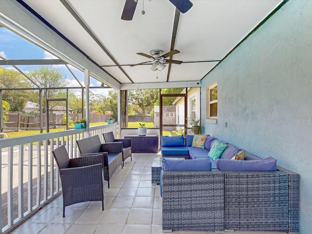 5123 Lighthouse Rd, Orlando, FL 32808 - sunroom / solarium with a ceiling fan and an outdoor hangout area