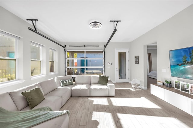 8338 Modiano St, Orlando, FL 32827 - living area featuring a garage, wood finished floors, and a wealth of natural light