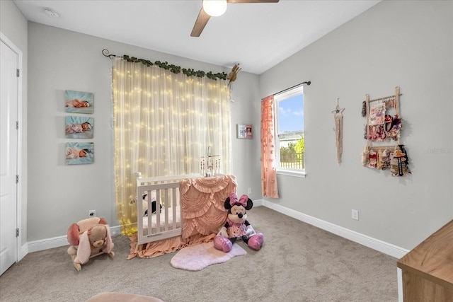 8338 Modiano St, Orlando, FL 32827 - playroom with carpet flooring, a ceiling fan, and baseboards