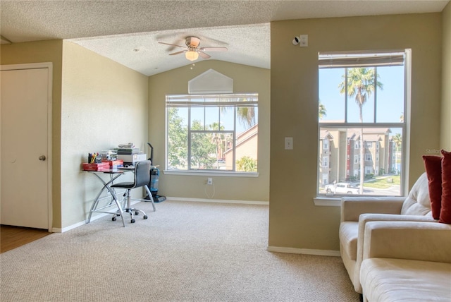 4105 Tropical Isle Blvd Unit 231, Kissimmee, FL 34741 - office space featuring baseboards, a ceiling fan, lofted ceiling, and carpet floors