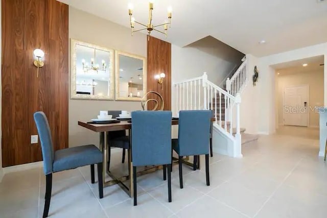 3834 Lana Ave, Davenport, FL 33897 - dining space with stairway and an inviting chandelier
