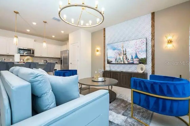 3834 Lana Ave, Davenport, FL 33897 - living room with visible vents, recessed lighting, and a notable chandelier