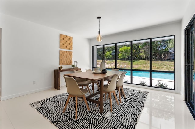 dining room with tile patterned flooring