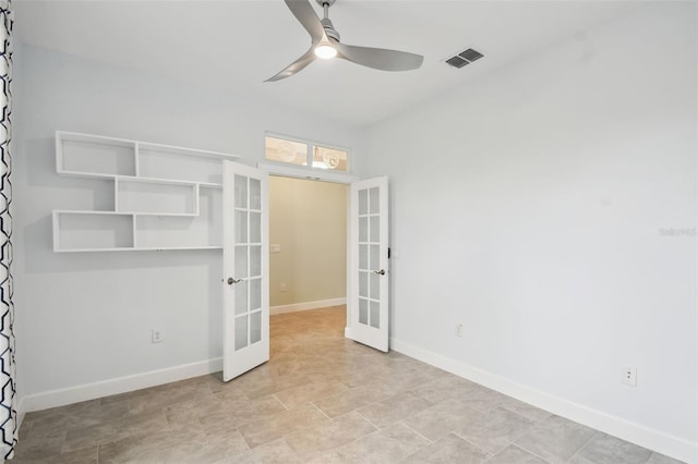 204 Bella Cortina Dr, Kissimmee, FL 34759 - unfurnished bedroom with french doors, baseboards, and ceiling fan
