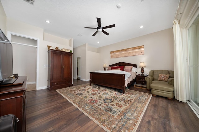 9509 Baycliff Ct, Orlando, FL 32836 - bedroom with dark wood finished floors, baseboards, a ceiling fan, and recessed lighting