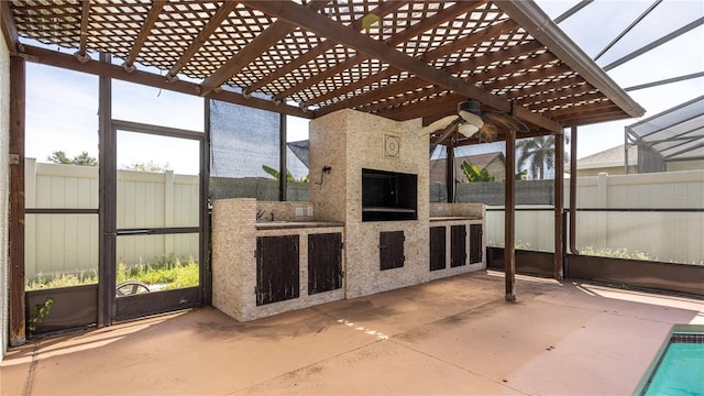 2734 Eagle Lake Dr, Orlando, FL 32837 - view of patio / terrace with fence, ceiling fan, and a pergola