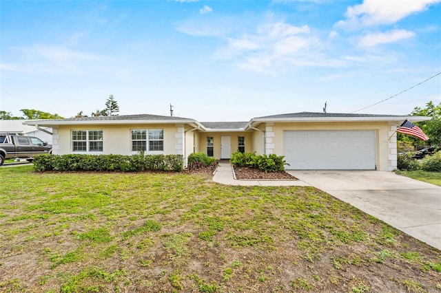 14010 102nd Ave, Largo, FL 33774 - single story home featuring a front yard, driveway, a garage, and stucco siding