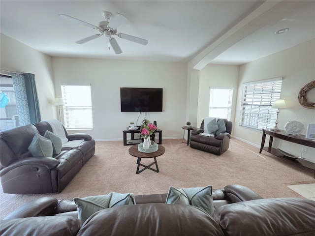 141 Summer Place Loop, Clermont, FL 34714 - carpeted living room with baseboards and a ceiling fan