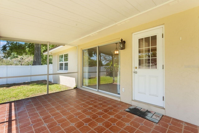 view of unfurnished sunroom