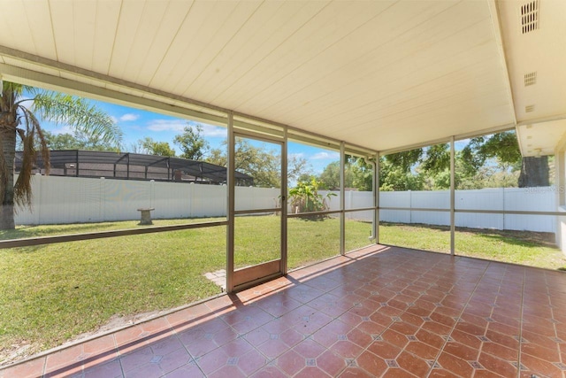 view of unfurnished sunroom