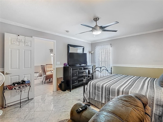 106 Meridian St, Davenport, FL 33837 - bedroom featuring marble finish floor, crown molding, and ceiling fan