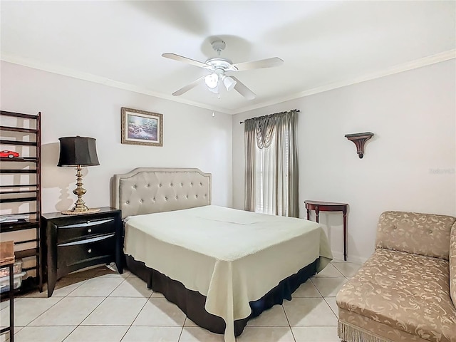106 Meridian St, Davenport, FL 33837 - bedroom with crown molding, a ceiling fan, and light tile patterned floors