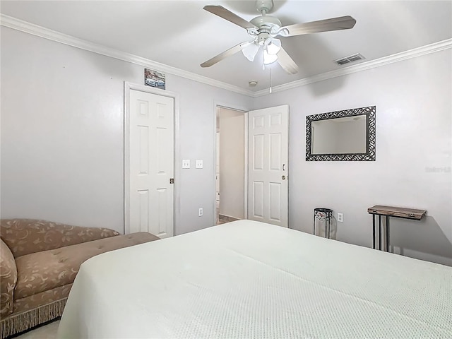 106 Meridian St, Davenport, FL 33837 - bedroom with visible vents, crown molding, and ceiling fan