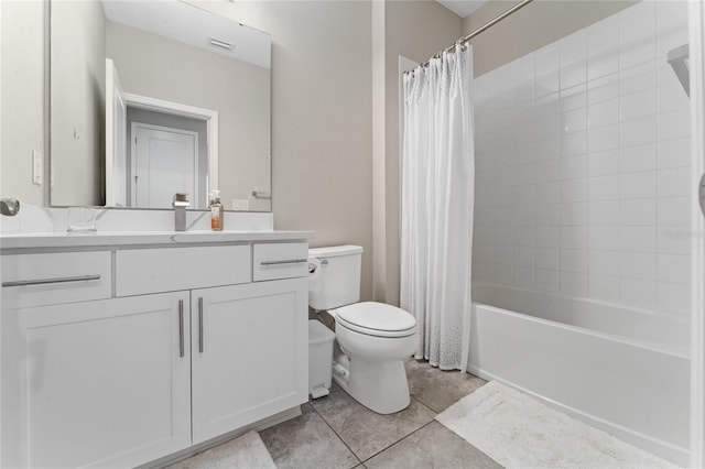 11162 Hanlon Terrace Aly, Winter Garden, FL 34787 - bathroom featuring visible vents, toilet, shower / bathtub combination with curtain, vanity, and tile patterned floors