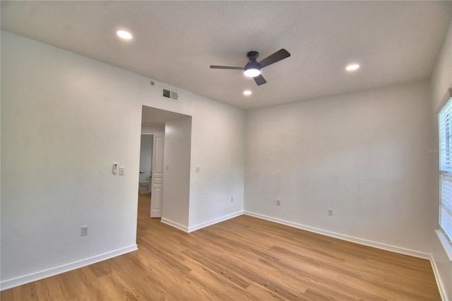 660 Celebration Ave Unit 240, Kissimmee, FL 34747 - empty room with a ceiling fan, light wood-style floors, baseboards, visible vents, and recessed lighting