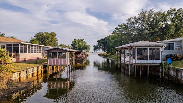 view of dock featuring a water view