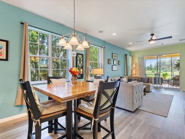 2724 Palm Tree Dr, Poinciana, FL 34759 - dining space with recessed lighting, light wood-style floors, visible vents, and baseboards