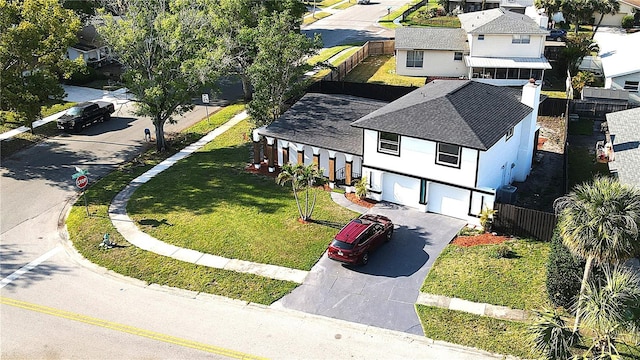 aerial view with a residential view