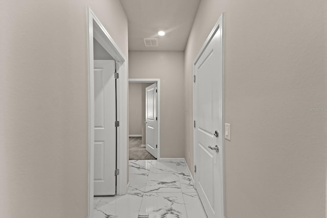 2019 Spring Shower Cir, Kissimmee, FL 34744 - corridor with recessed lighting, visible vents, marble finish floor, and baseboards