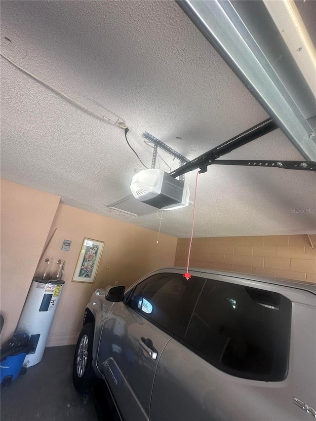 804 Carrousel Ln, Kissimmee, FL 34759 - garage with a garage door opener, electric water heater, and concrete block wall