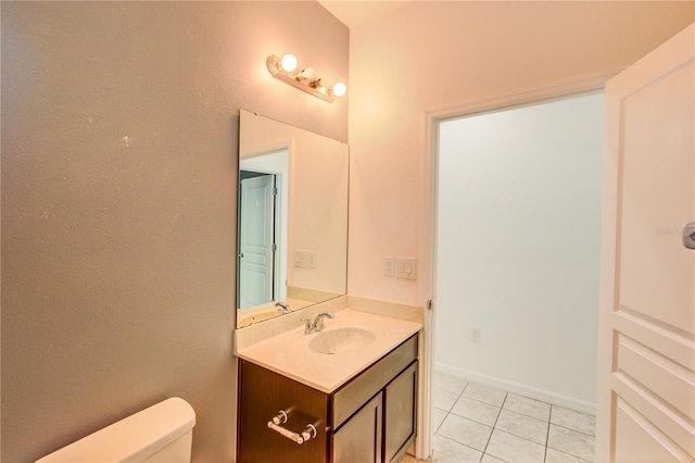 5118 Tiber Way, Saint Cloud, FL 34771 - half bathroom featuring toilet, vanity, and tile patterned floors