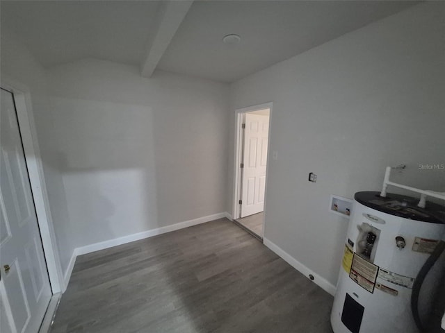 139 Arroyo Pkwy, Ormond Beach, FL 32174 - interior space with lofted ceiling with beams, baseboards, electric water heater, and wood finished floors