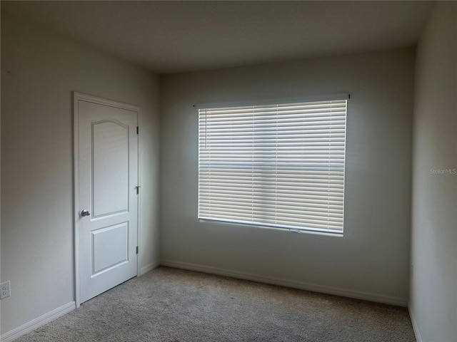 spare room with baseboards and carpet