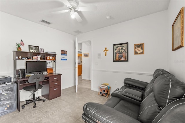 2289 Jessica Ln, Kissimmee, FL 34744 - office with light tile patterned flooring, visible vents, and a ceiling fan