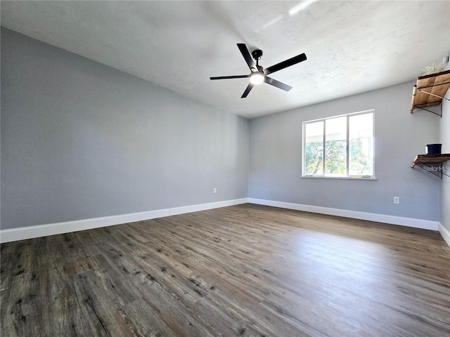 905 W 11th Ave, Mount Dora, FL 32757 - unfurnished living room with dark wood-type flooring, baseboards, and ceiling fan