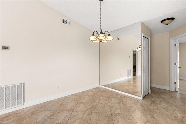 1208 Roma Ct, Orlando, FL 32825 - unfurnished dining area with visible vents, marble finish floor, and an inviting chandelier