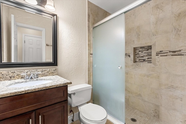 1208 Roma Ct, Orlando, FL 32825 - full bath with a shower stall, toilet, vanity, and a textured wall