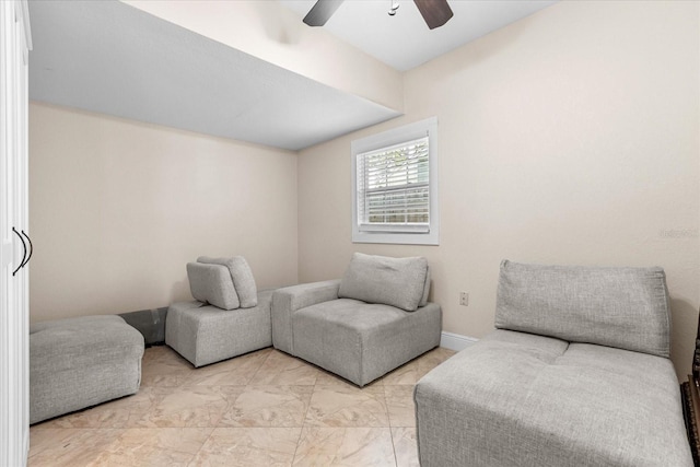 1208 Roma Ct, Orlando, FL 32825 - living area featuring marble finish floor and ceiling fan