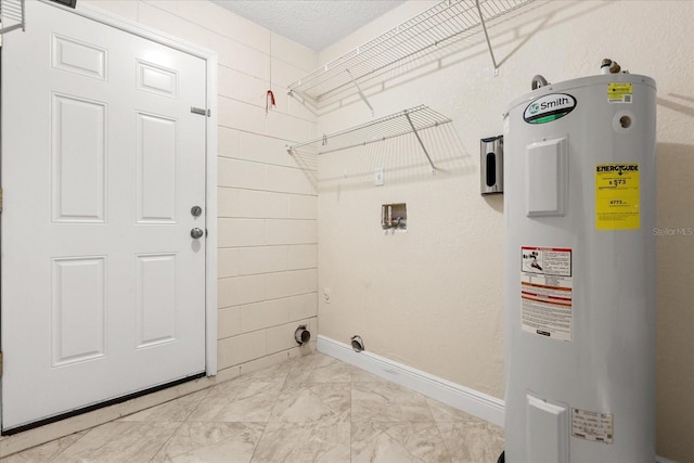 1208 Roma Ct, Orlando, FL 32825 - clothes washing area with hookup for an electric dryer, electric water heater, washer hookup, marble finish floor, and laundry area