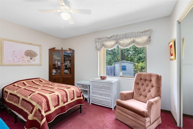 bedroom with carpet floors and ceiling fan