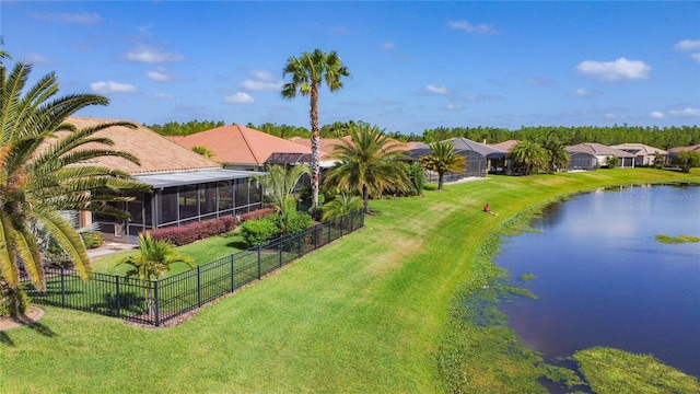 exterior space featuring a water view