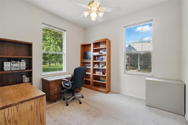 2374 Eagle Trace Dr, Kissimmee, FL 34746 - office with ceiling fan, light colored carpet, and baseboards