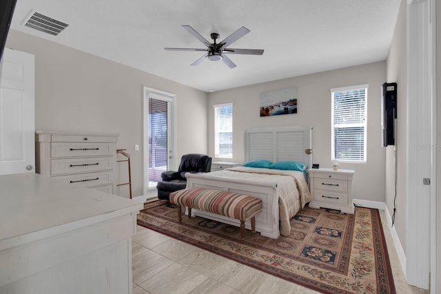 2487 Empress Dr, Kissimmee, FL 34741 - bedroom featuring a ceiling fan, baseboards, visible vents, and access to exterior