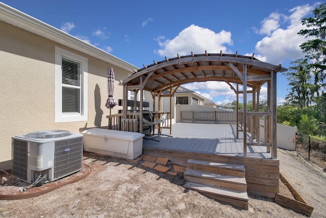 2487 Empress Dr, Kissimmee, FL 34741 - wooden terrace featuring fence and central AC unit